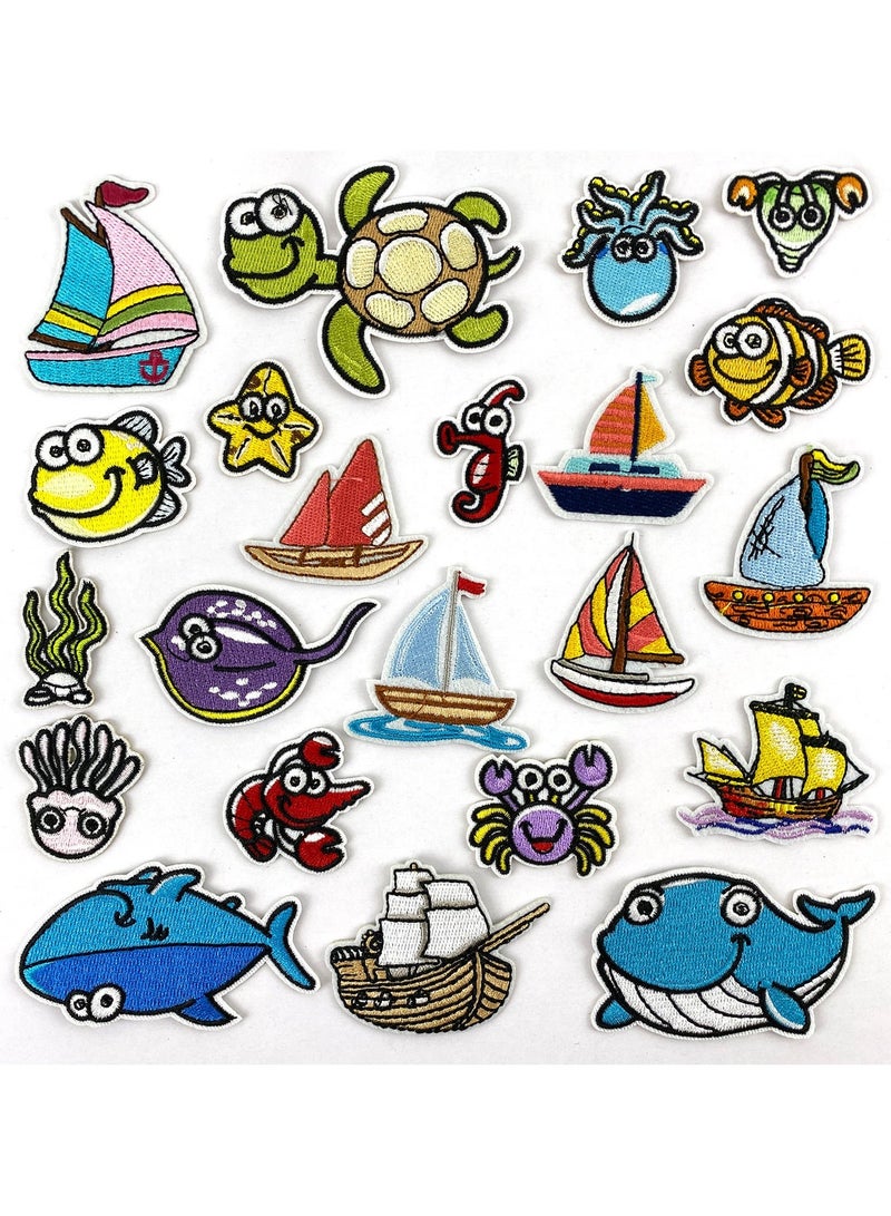 كيلا رقعة تطريز، 22 قطعة من الرقع المطرزة بأنماط متنوعة عشوائية، يمكنكِ كيّها بنفسكِ وخياطتها، وفساتين جينز، وقمصان، وحقائب مدرسية، وسترات، وقبعات، وسترات، وديكورات، رقعة مطرزة بأنماط متنوعة - Image 1